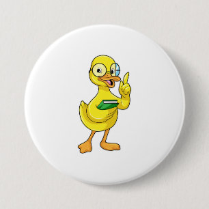 Duck as Teacher with Book & Glasses 3 Inch Round Button