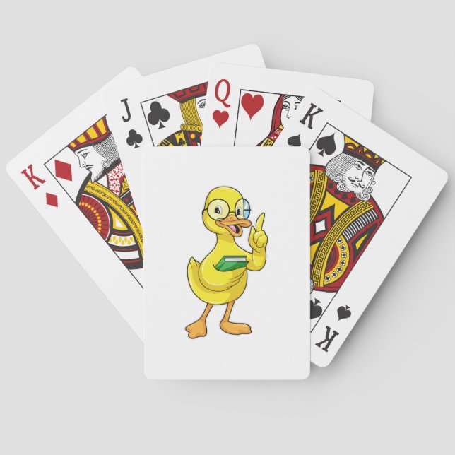 Duck as Teacher with Book & Glasses Playing Cards (Back)