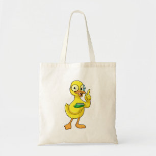 Duck as Teacher with Book & Glasses Tote Bag