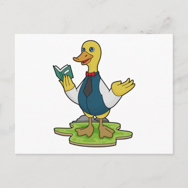 Duck as Teacher with Book Postcard (Front)