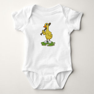 Duck at Baseball with Baseball bat Baby Bodysuit