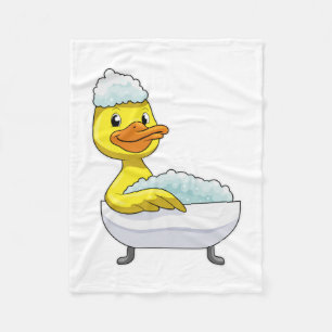 Duck at Bathing with Bathtub & Foam Fleece Blanket