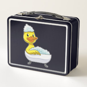 Duck at Bathing with Bathtub & Foam Metal Lunch Box
