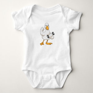 Duck at Bodybuilding with Dumbbell Baby Bodysuit