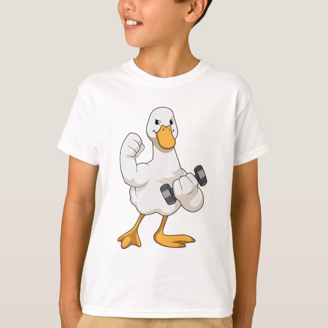 Duck at Bodybuilding with Dumbbell T-Shirt (Front)