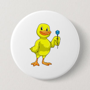 Duck at Darts with Dart 3 Inch Round Button