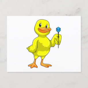 Duck at Darts with Dart Postcard