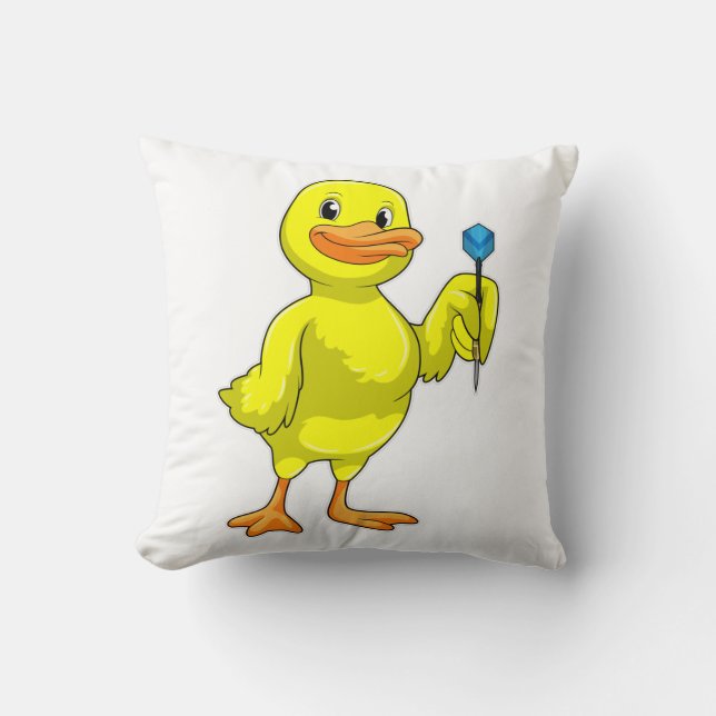 Duck at Darts with Dart Throw Pillow (Front)