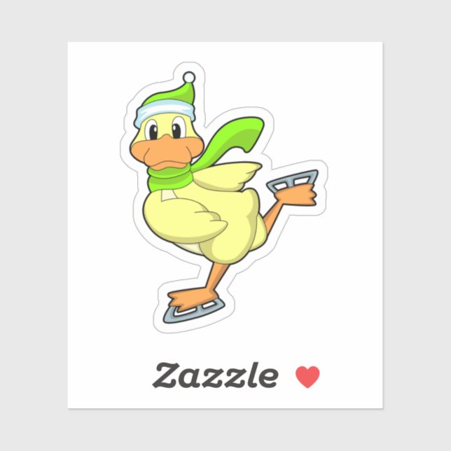 Duck at Ice skating with Ice skates (Sheet)
