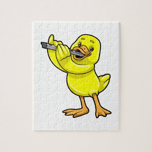 Duck at Music with Flute Jigsaw Puzzle (Vertical)