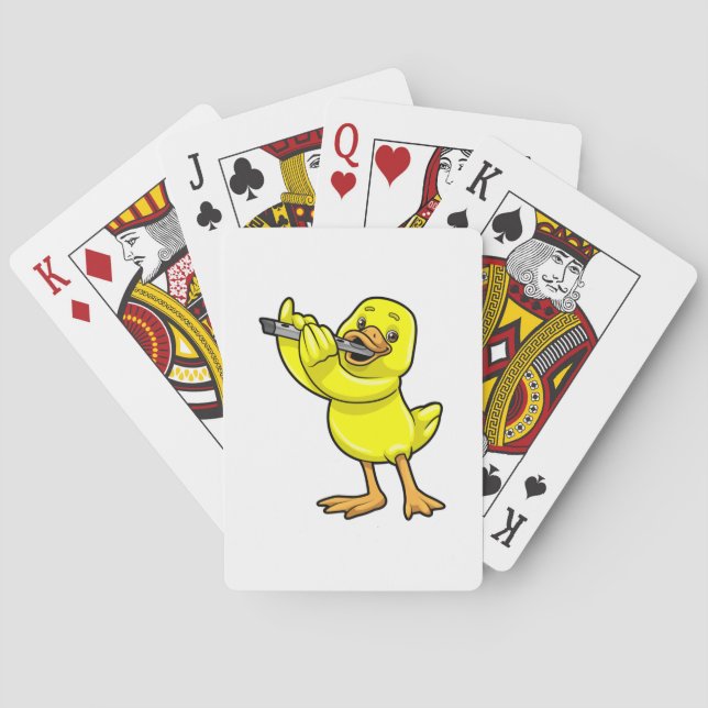 Duck at Music with Flute Playing Cards (Back)