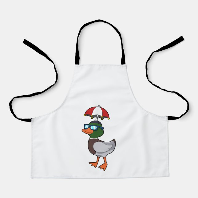 Duck at Raining with Umbrella.PNG Apron (Front)