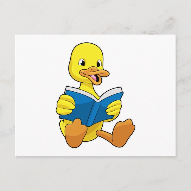 Duck at Reading with Book Postcard (Front)