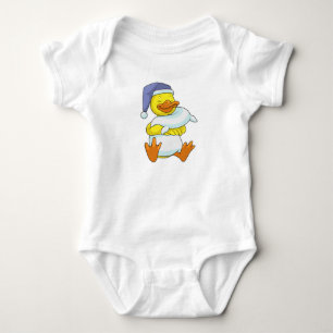Duck at Sleeping with Nightcap Baby Bodysuit