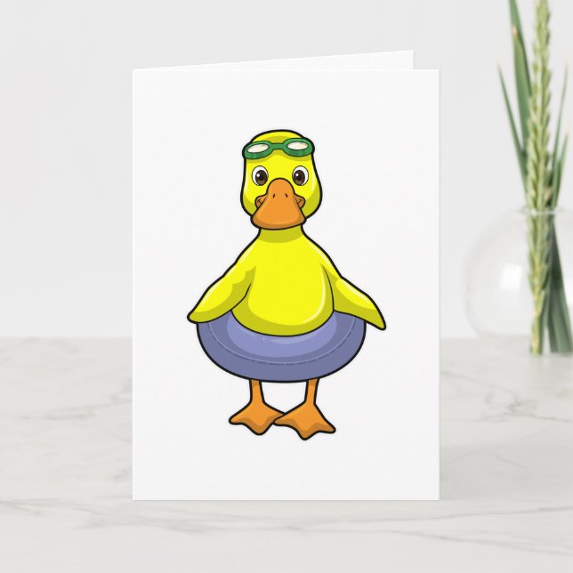 Duck at Swimming with Swim ring Card (Front)