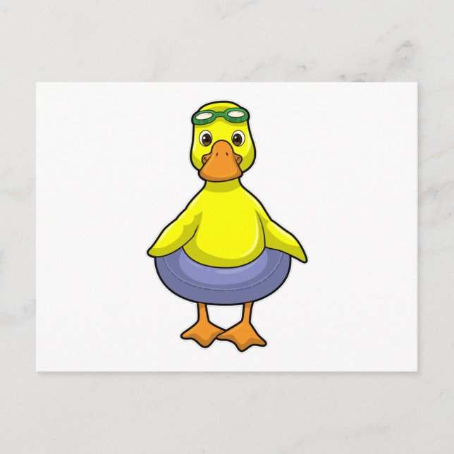 Duck at Swimming with Swim ring Postcard (Front)