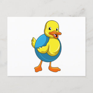 Duck at Swimming with Swim ring Postcard