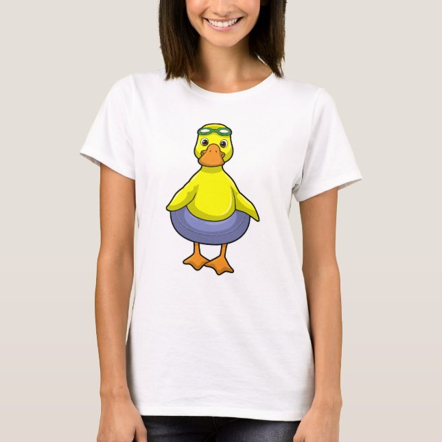 Duck at Swimming with Swim ring T-Shirt (Front)