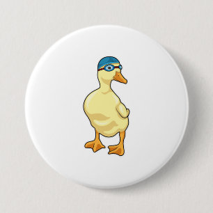 Duck at Swimming with Swimming goggles 3 Inch Round Button