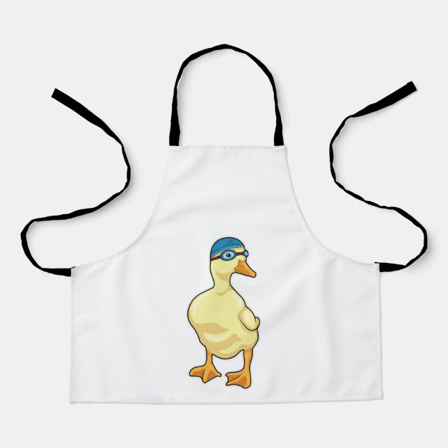 Duck at Swimming with Swimming goggles Apron (Front)