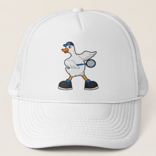 Duck at Tennis with Tennis racket & Cap