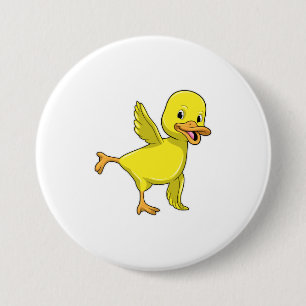 Duck at Yoga Stretching exercise 3 Inch Round Button