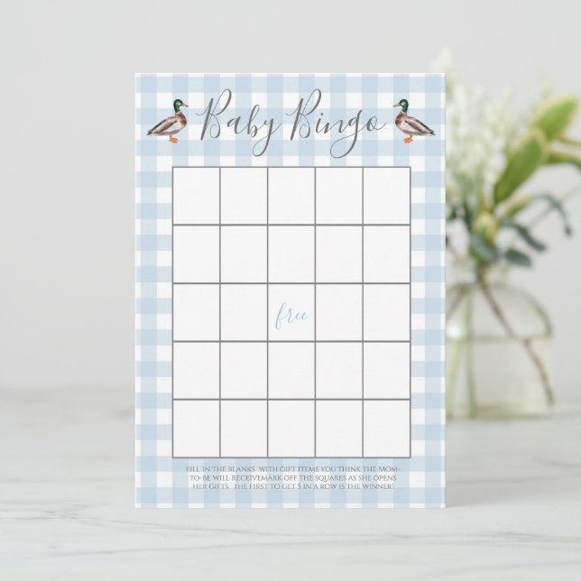 Duck Baby Shower Bingo Cards (Standing Front)