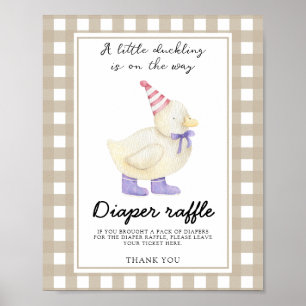 Duck baby shower - diaper raffle poster