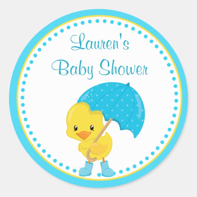 Duck Baby Shower Favour Tag Stickers (Front)