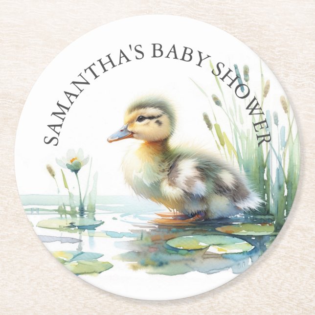 Duck Baby Shower Personalized Coasters (Front)