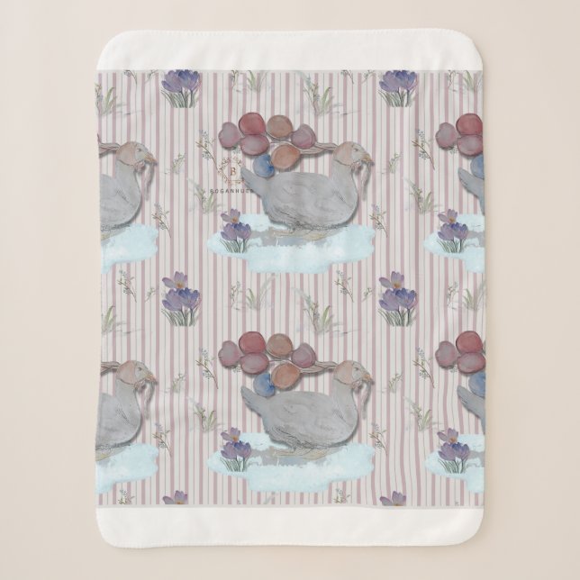 Duck Balloons Nursery Theme Baby Cloth Sherpa Blanket (Front)