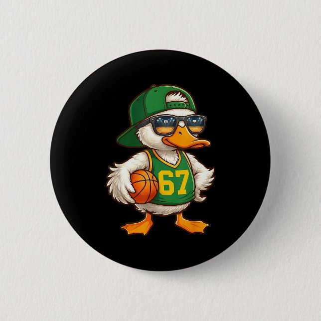 Duck Basketball 67 Gen Alpha Slang Srts Men Boys K 2 Inch Round Button (Front)