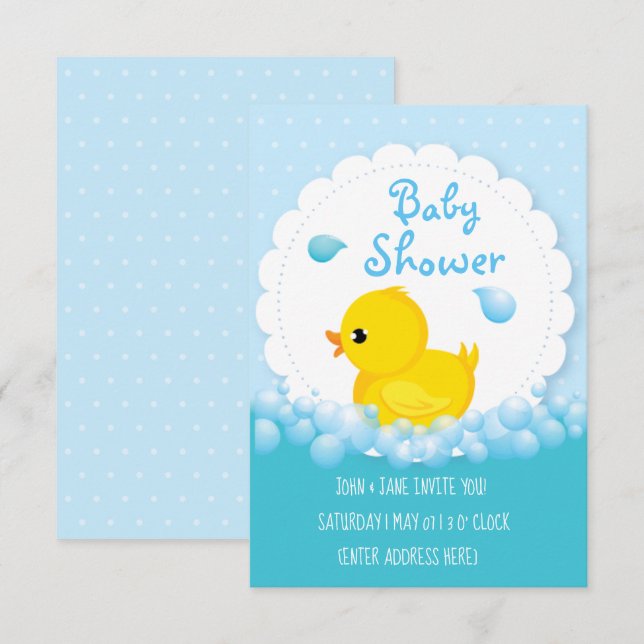Duck Bath-time Baby Shower Invitations (Front/Back)