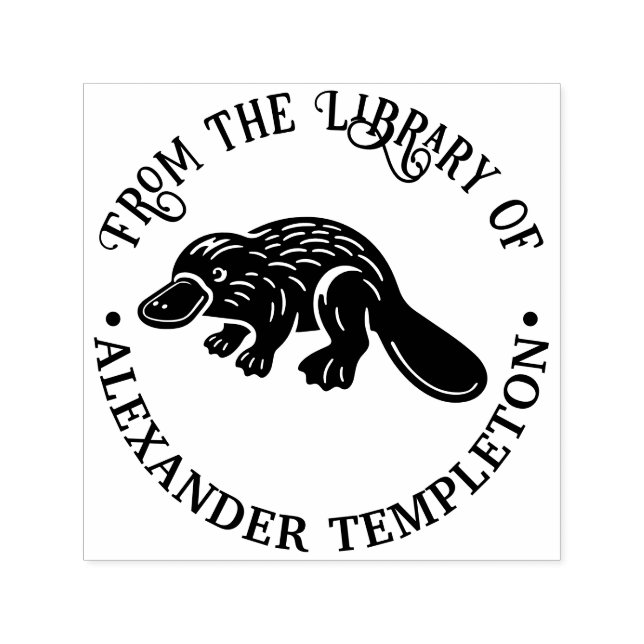 Duck Billed Platypus #2P Library Book Name Self-inking Stamp (Design)