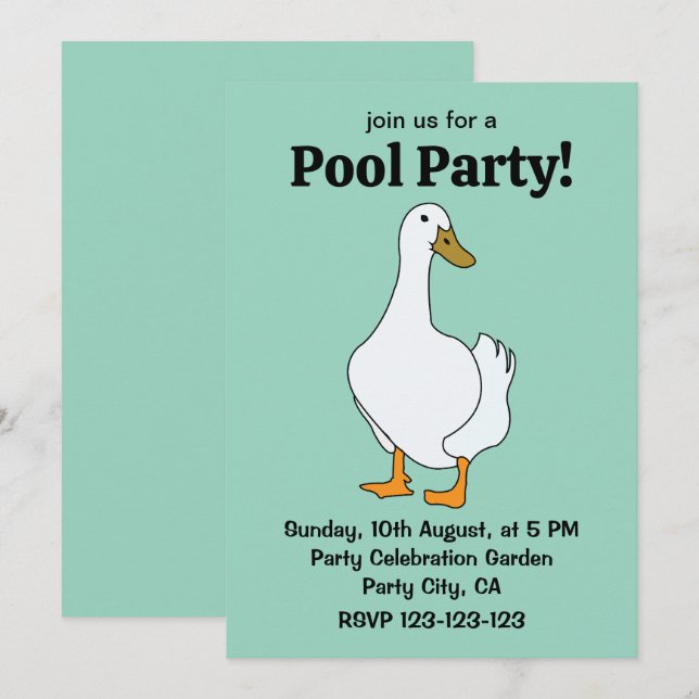 Duck Bird White Duck  Invitation (Front/Back)