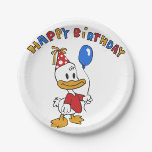 Duck birthday cartoon   choose background colour paper plate