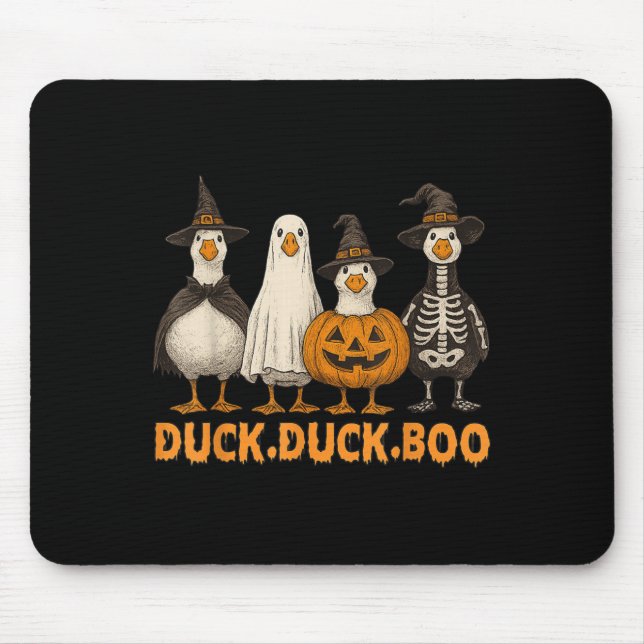 Duck Boo Funny Cute Soky Halloween Family Goose Pu Mouse Pad (Front)