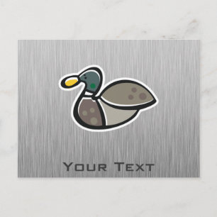 Duck; Brushed metal-look Postcard