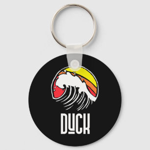 Duck Carolina Vintage 80s Retro Surfing Beach Wave Keychain