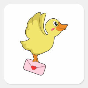 Duck Carrier pigeon Letter Square Sticker