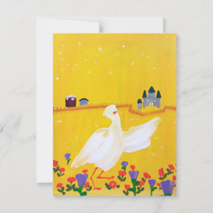 Duck, Castle, and Flowers Postcard