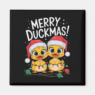 Duck Christmas Sweater Merry Duckmas Fairy Lights  Magnet