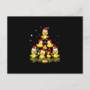 Duck Christmas Tree Announcement Postcard