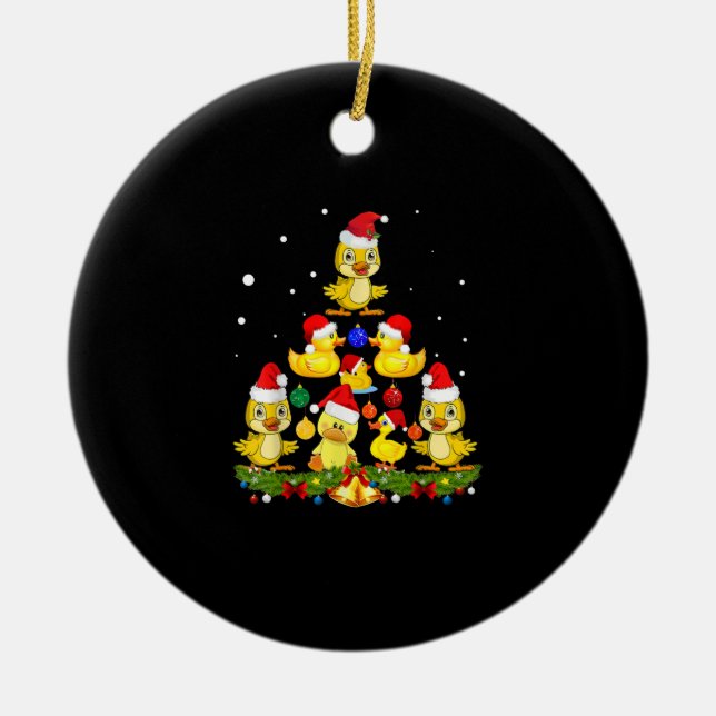 Duck Christmas Tree Ceramic Ornament (Front)