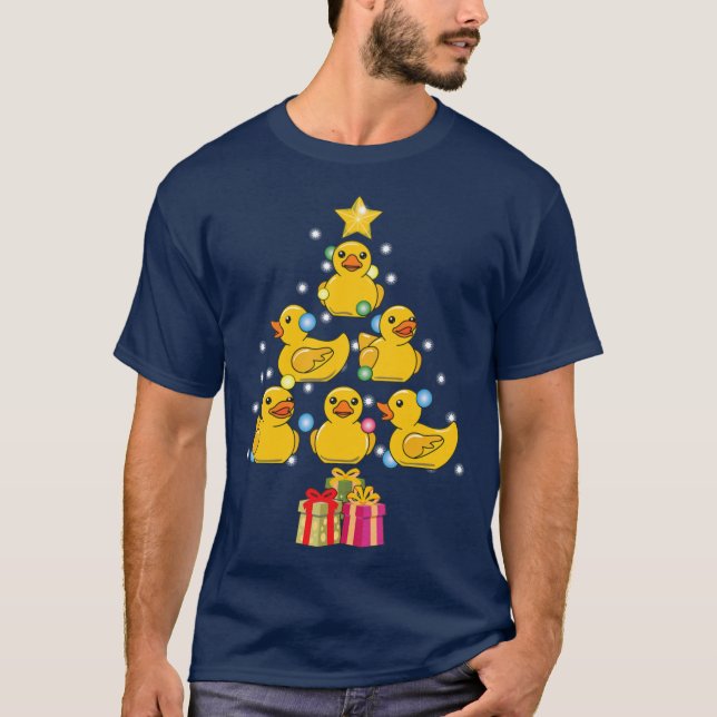 Duck Christmas Tree Duckie and Quack Christmas T-Shirt (Front)