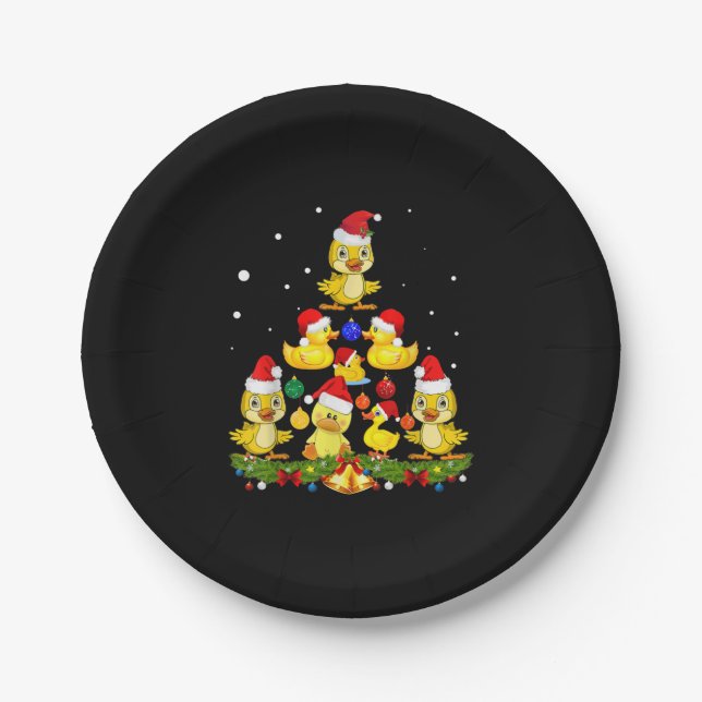 Duck Christmas Tree Paper Plate (Front)