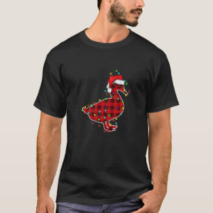 Duck Christmas Tree Red Plaid Xmas Animals T-Shirt