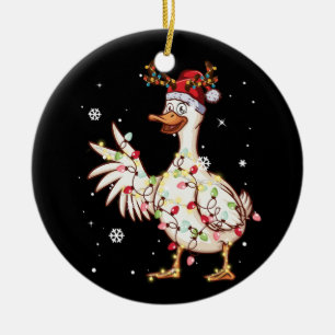 Duck Christmas Tree Reindeer Christmas Lights Ceramic Ornament