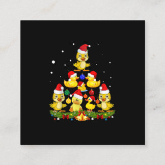 Duck Christmas Tree Square Business Card