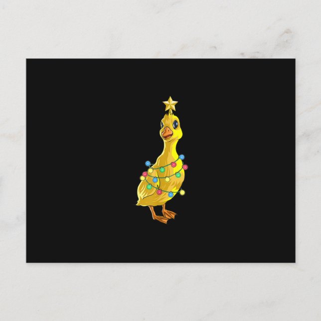 Duck Christmas Tree T  Lights Decor Star Gift Xmas Holiday Postcard (Front)